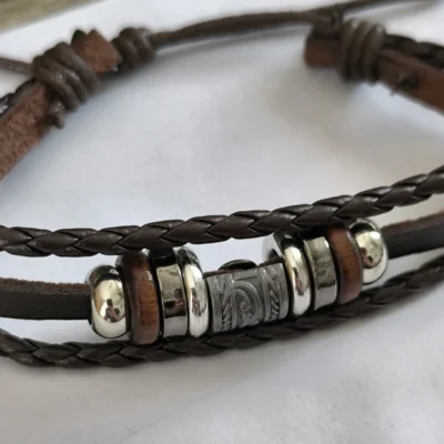 Boho Herren Lederarmband "Welle"