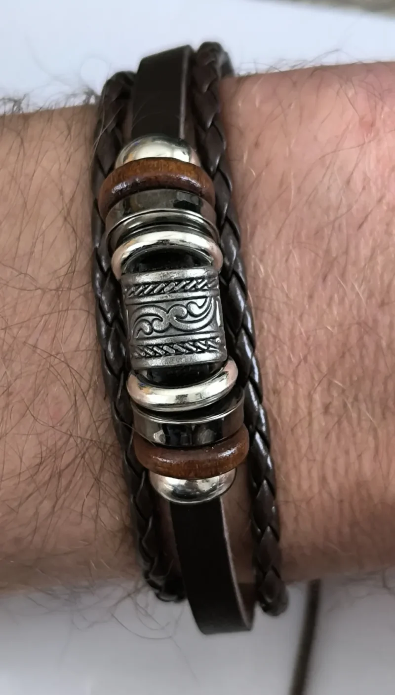 Boho Herren Lederarmband "Welle" – Bild 2